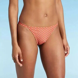Kona Sol Womens Bikini Bottom SwimWear String Large Rust Orange Floral Beach New
